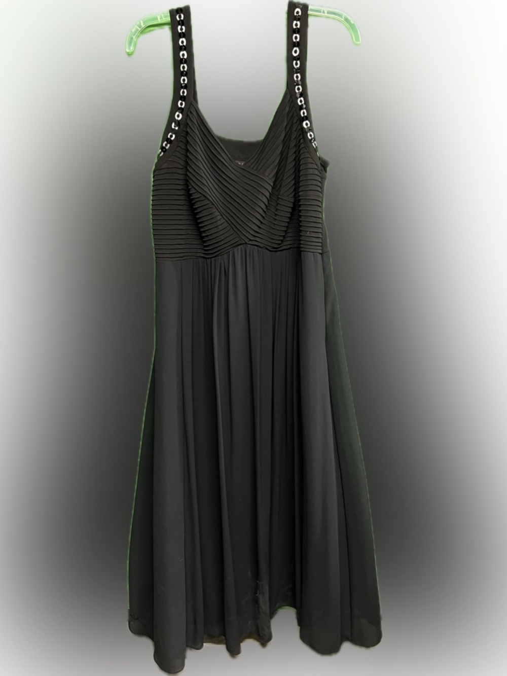 Robbie Bee Black Strapless Pleated Bodice Evening Gown